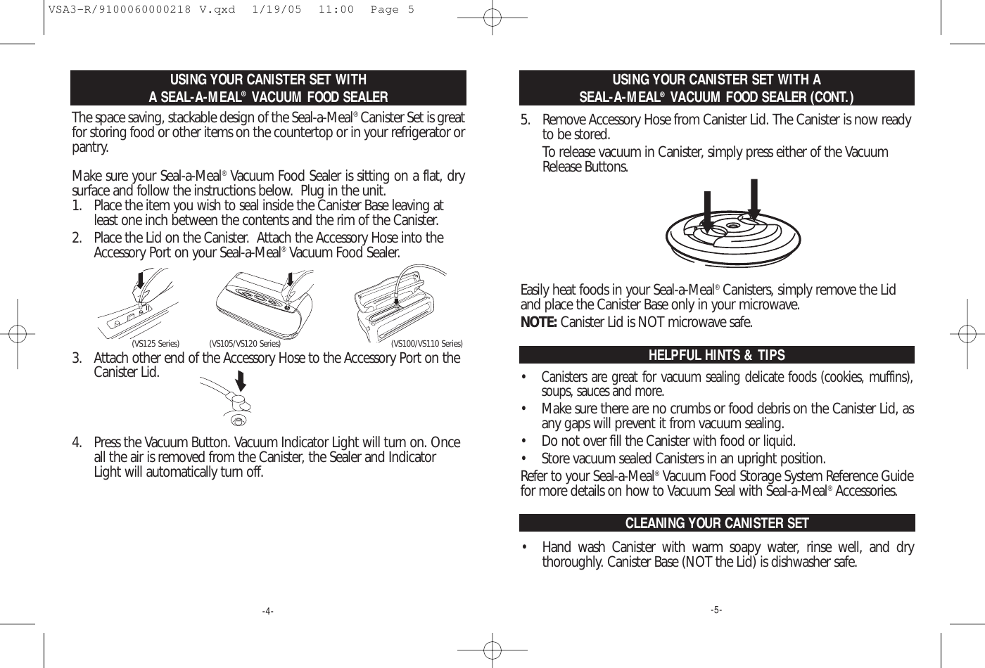 Seal A Meal Vsa3 R Users Manual R/9100060000218 V