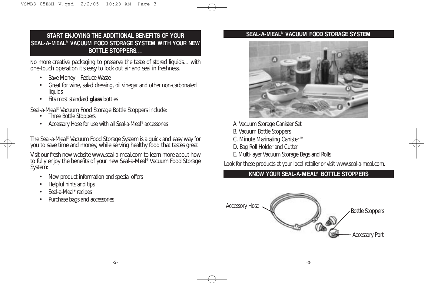 Seal A Meal Vswb3 Users Manual 05EM1 V
