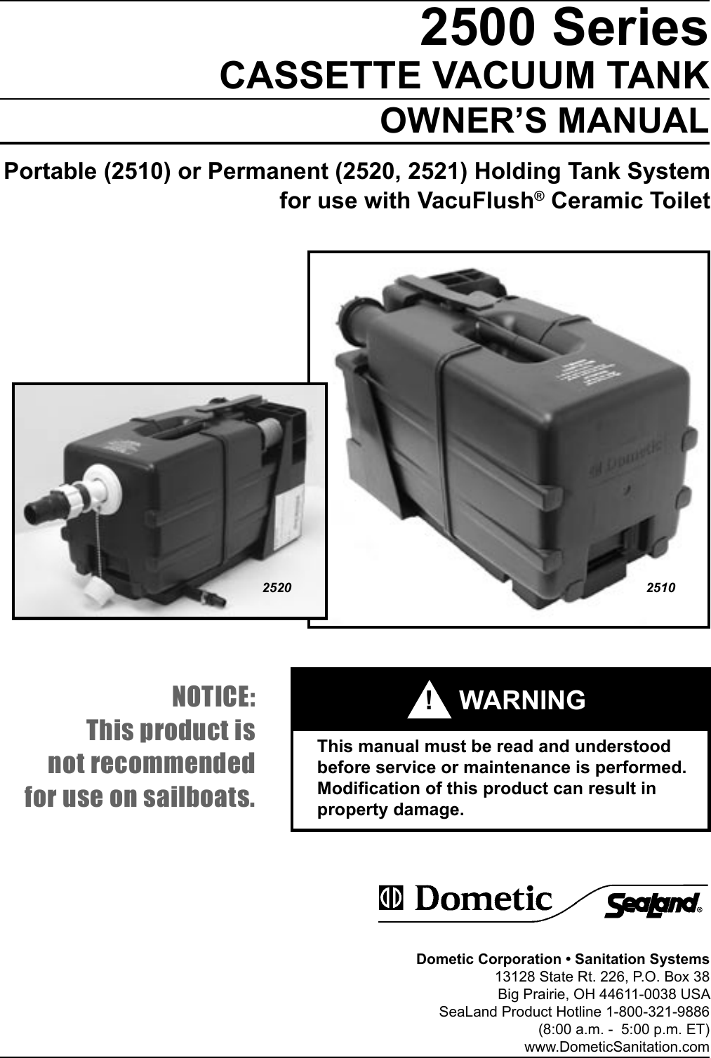 Page 1 of 12 - Sealand Sealand-1-2500-Series-Users-Manual- VacuFlush 2500 Cassette Vacuum Tank Manual  Sealand-1-2500-series-users-manual