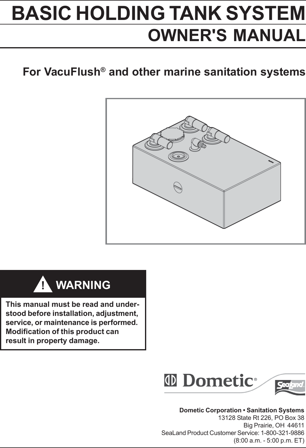 Sealand Basic Holding Tank System Users Manual 600344867 HTS Owner's