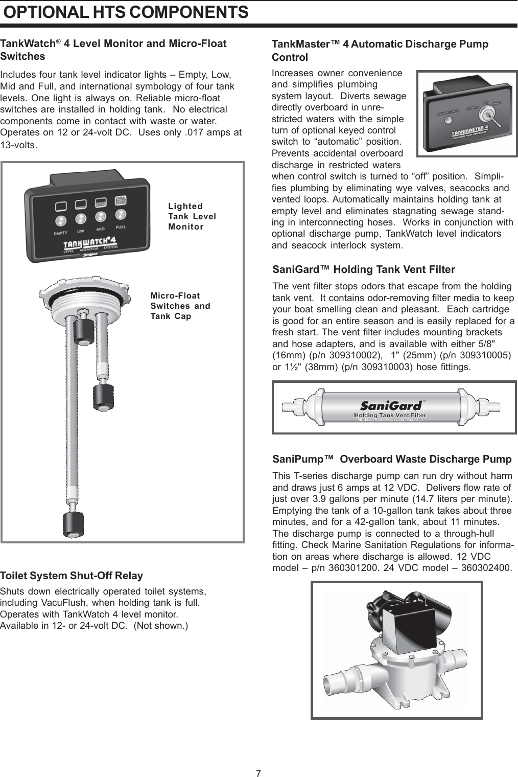Sealand Basic Holding Tank System Users Manual 600344867 HTS Owner's