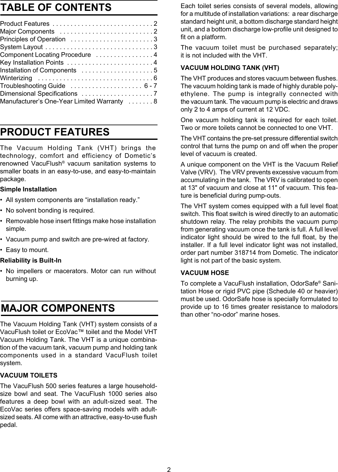 Page 2 of 8 - Sealand Sealand-Vacuum-Holding-Tank-Users-Manual- 343026 VHT-10-03.p65  Sealand-vacuum-holding-tank-users-manual
