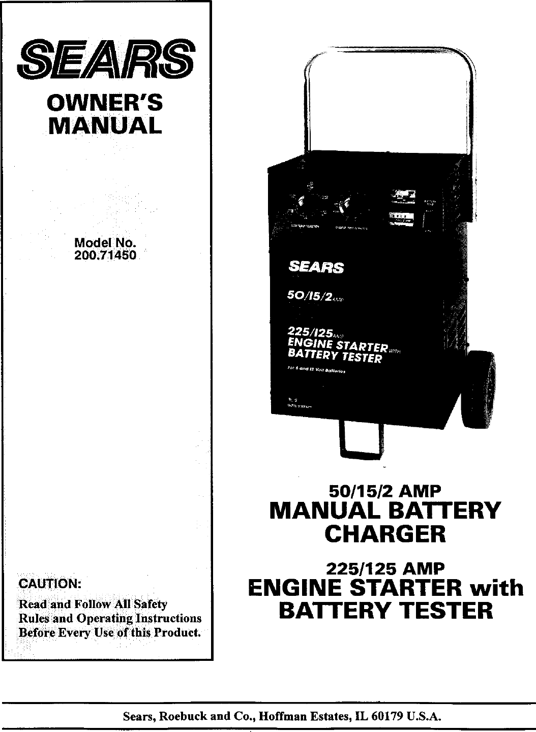 Sears 20071450 User Manual BATTERY CHARGER Manuals And Guides L0305341