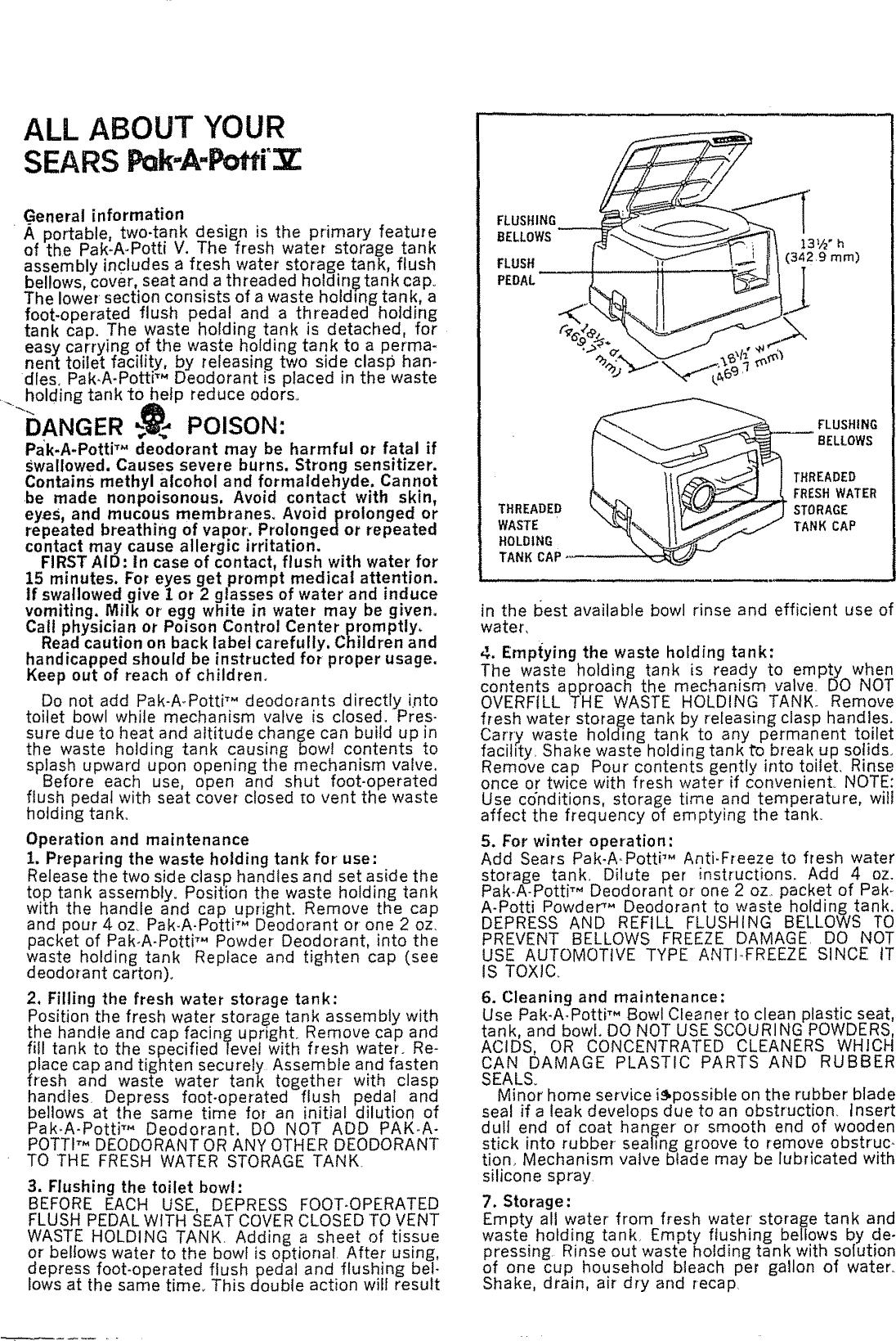 Page 2 of 4 - Sears 25973551-100 L0911520 User Manual  PAK-A-POTTI V PORTABLE TOILET - Manuals And Guides