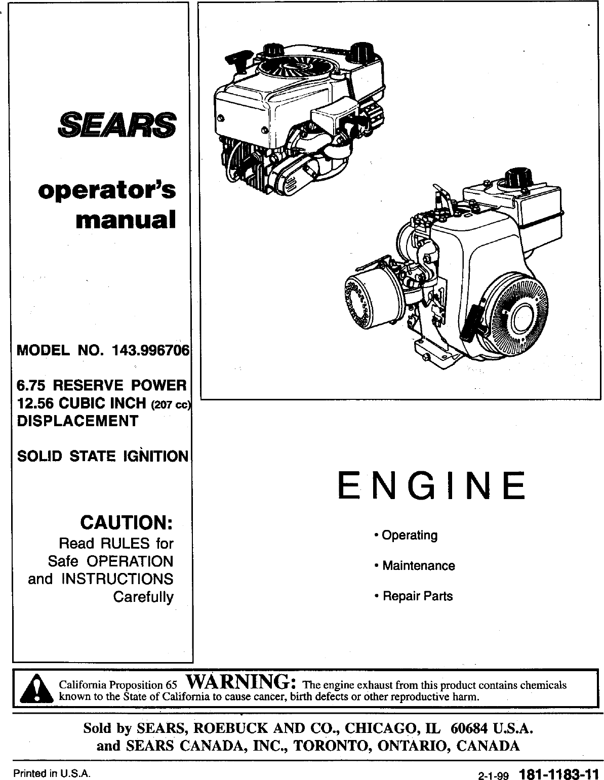 Page 1 of 12 - Sears Sears-143-996706-Users-Manual-  Sears-143-996706-users-manual