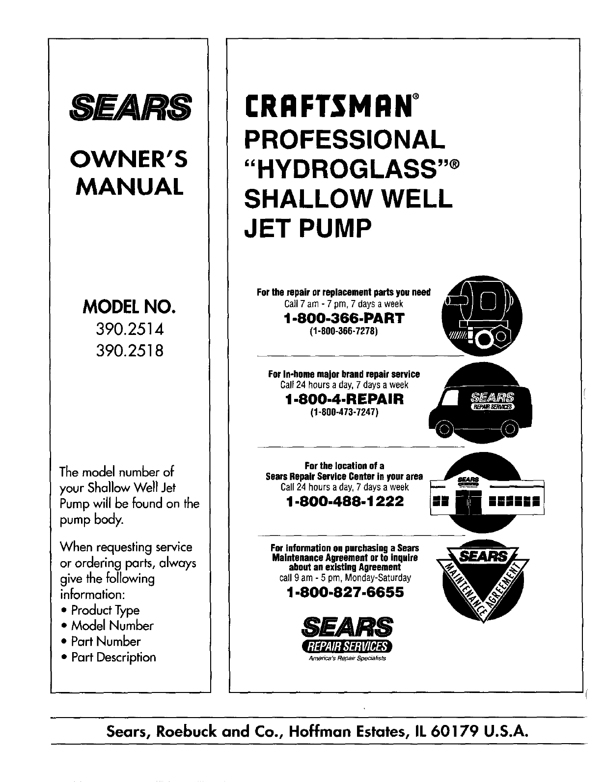 Sears 390 2514 Users Manual