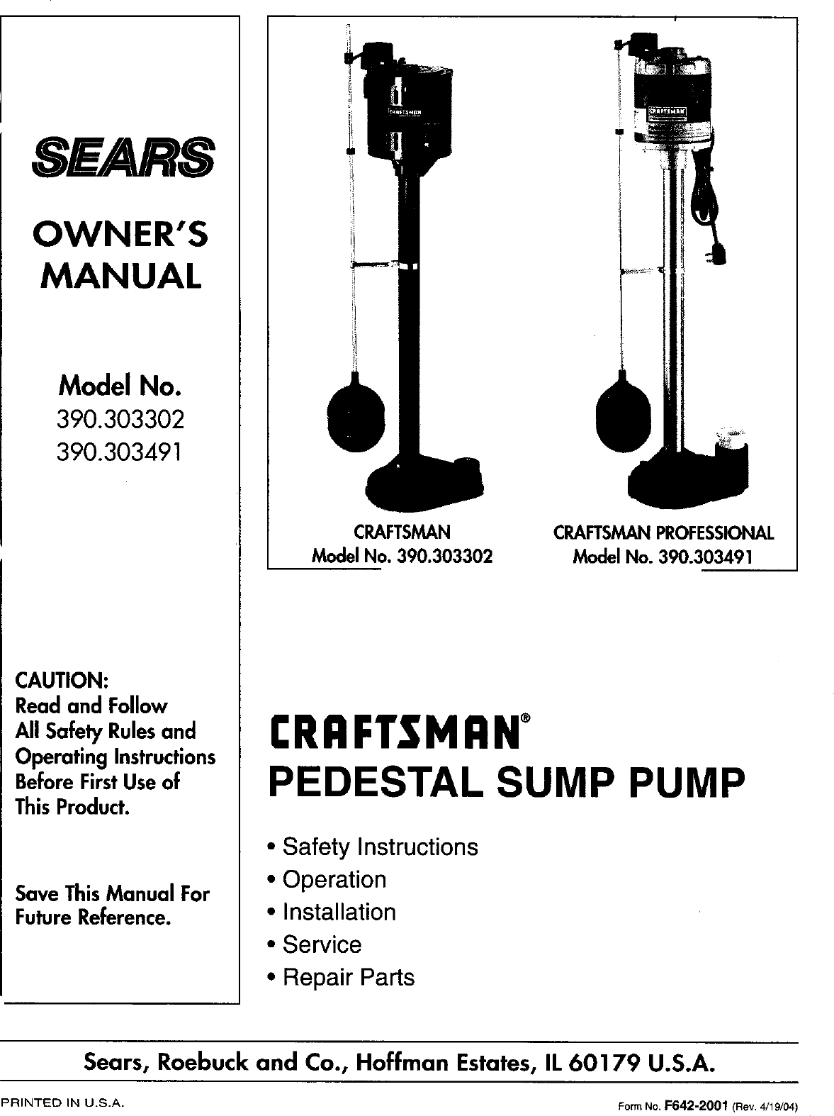 Page 1 of 8 - Sears Sears-390-303302-Users-Manual- Sears-390-303302-users-manual