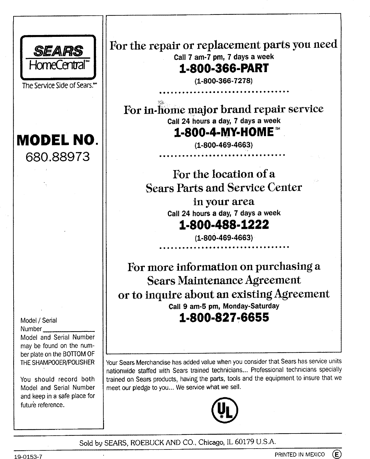 Page 12 of 12 - Sears Sears-680-88973-Users-Manual-  Sears-680-88973-users-manual