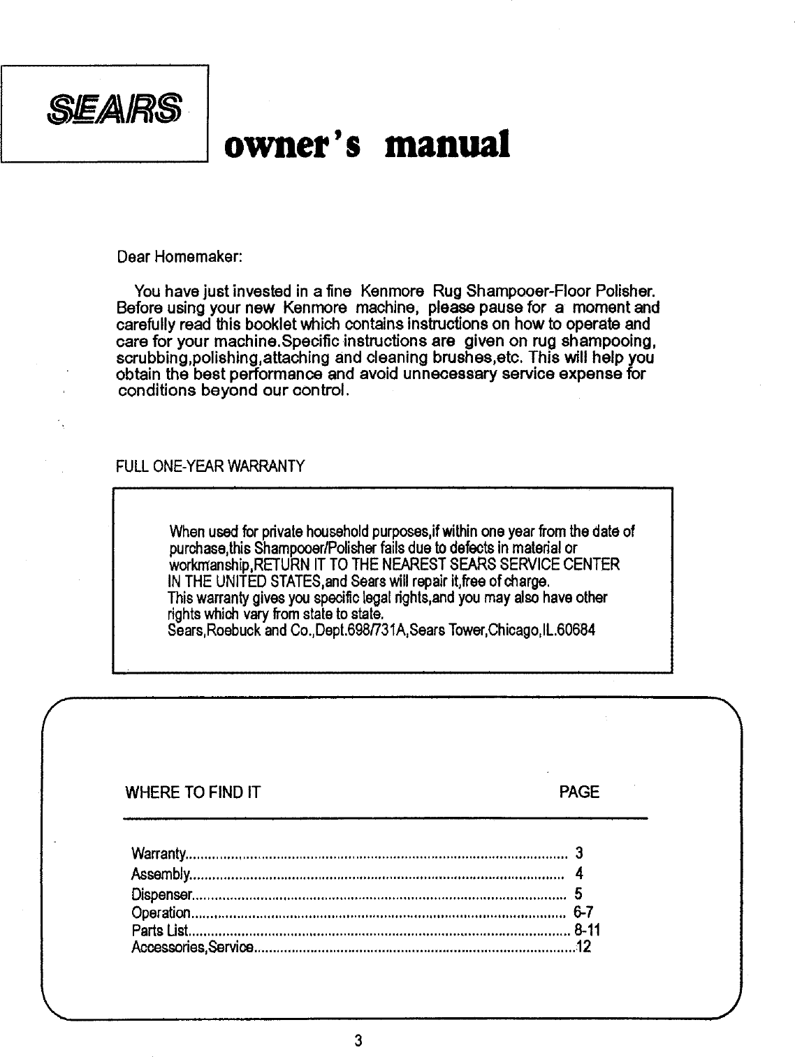 Page 3 of 12 - Sears Sears-680-88973-Users-Manual-  Sears-680-88973-users-manual