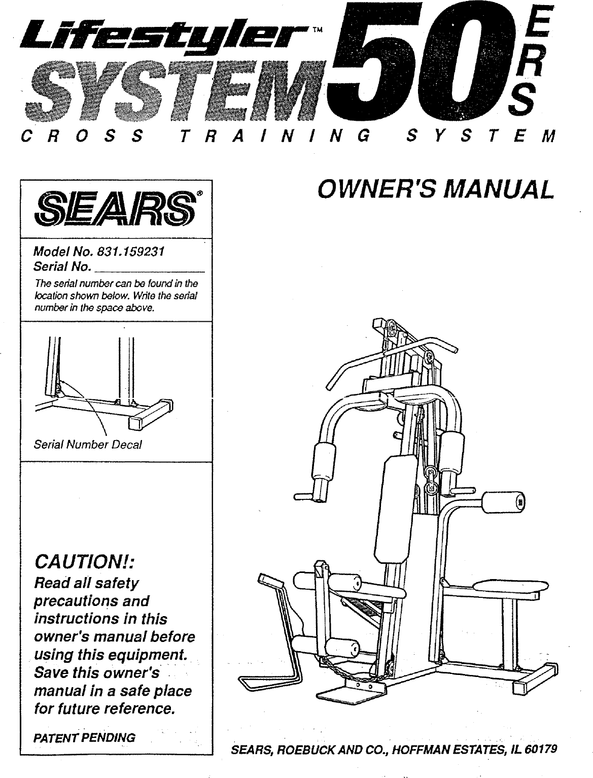 Page 1 of 12 - Sears Sears-831-159231-Users-Manual-  Sears-831-159231-users-manual