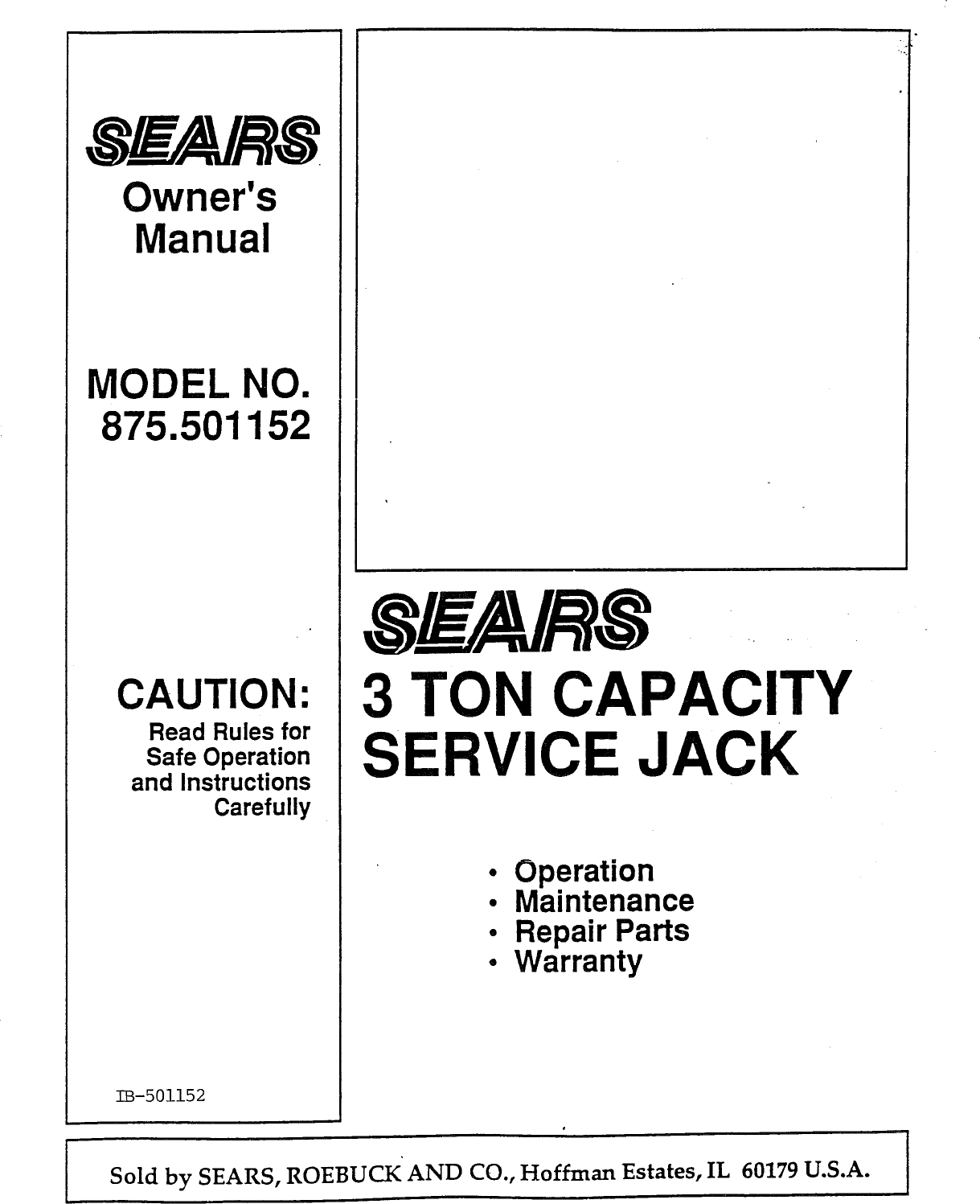 Page 1 of 4 - Sears Sears-875-501152-Users-Manual-  Sears-875-501152-users-manual