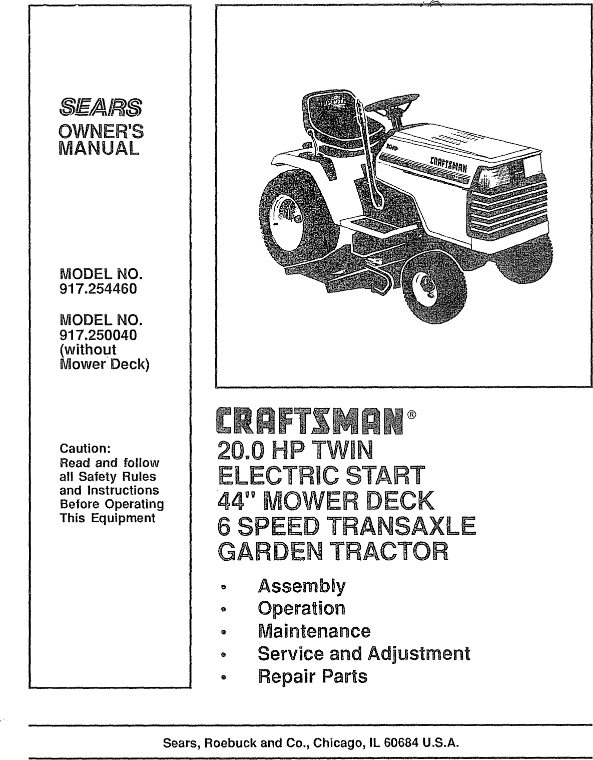 Sears 917 25004 Users Manual