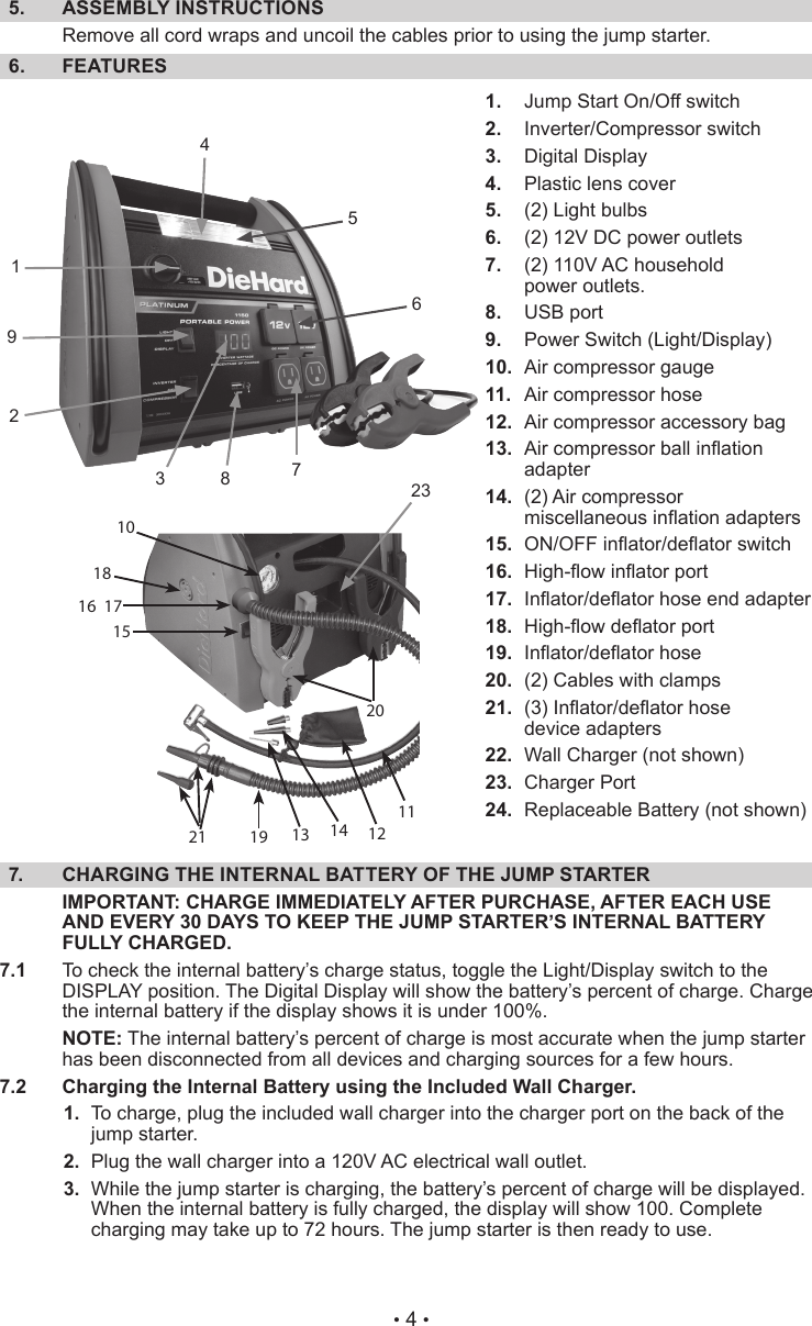 Sears Diehard Portable Power 1150 28 71988 Users Manual