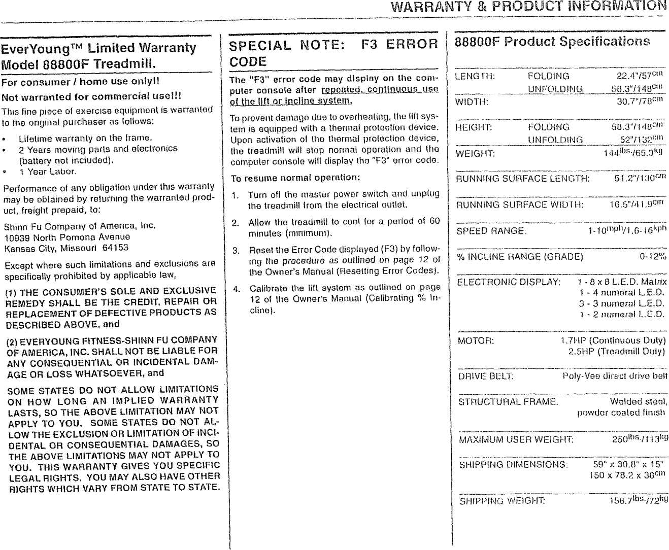 Page 1 of 2 - Sears Sears-Everyoung-88800F-Users-Manual- Sears-everyoung-88800f-users-manual