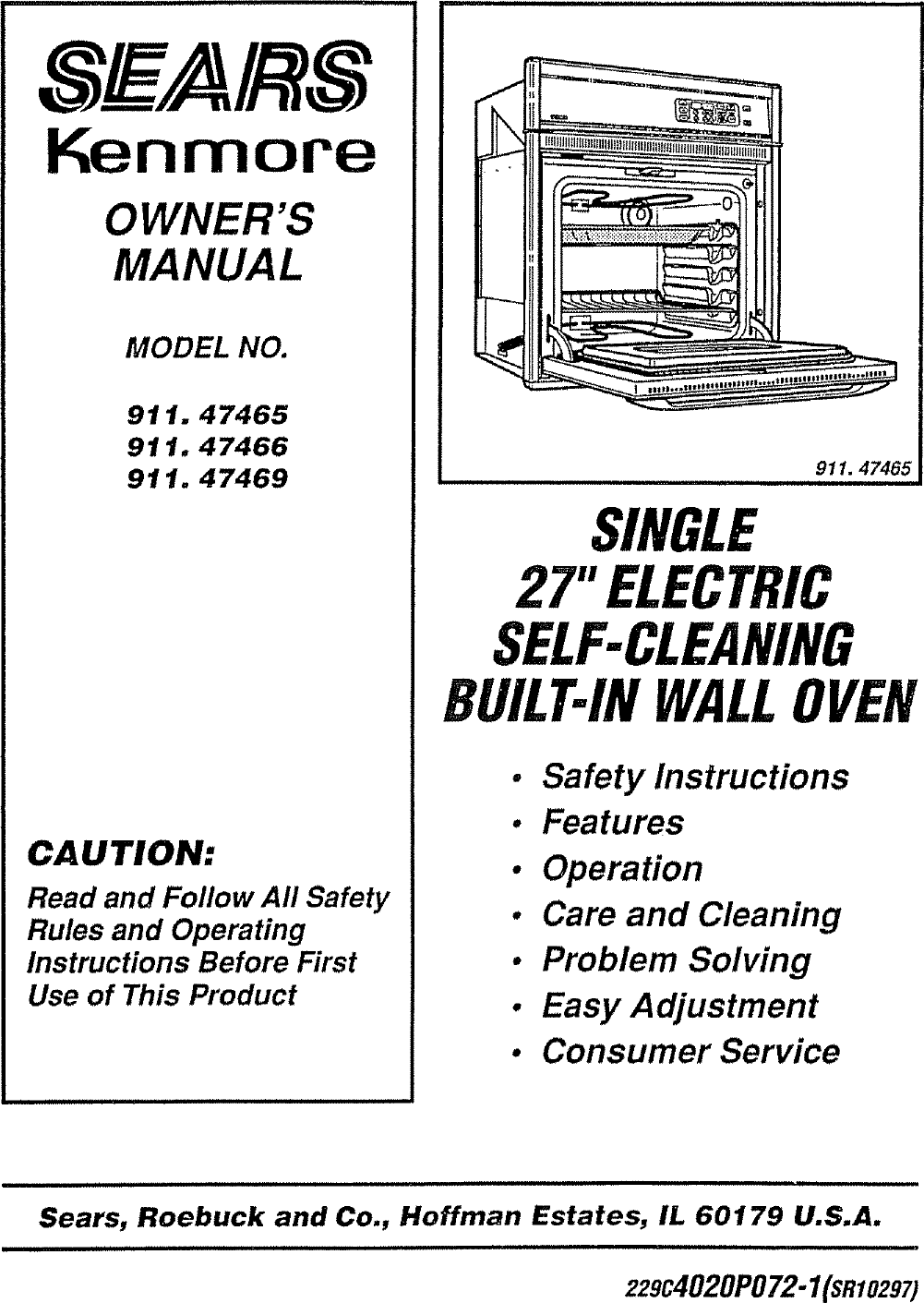 Sears Kenmore 911 47465 Users Manual
