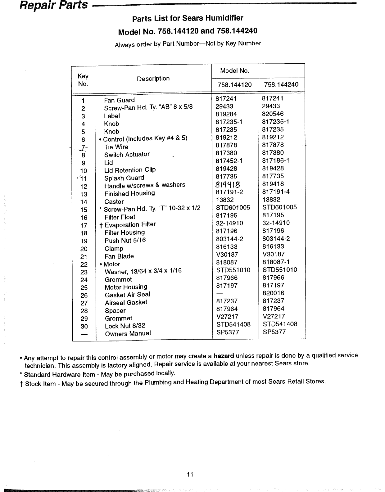 Page 11 of 12 - Sears Sears-Kenmore-Quiet-Comfort-758-144120-Users-Manual-  Sears-kenmore-quiet-comfort-758-144120-users-manual