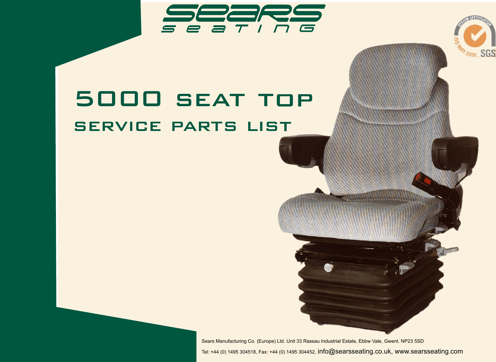 Page 1 of 10 - Sears Sears-Seat-Top-5000-Users-Manual- PARTS & FITTING INSTRUCTIONS LIST 01-05 No Prices  Sears-seat-top-5000-users-manual