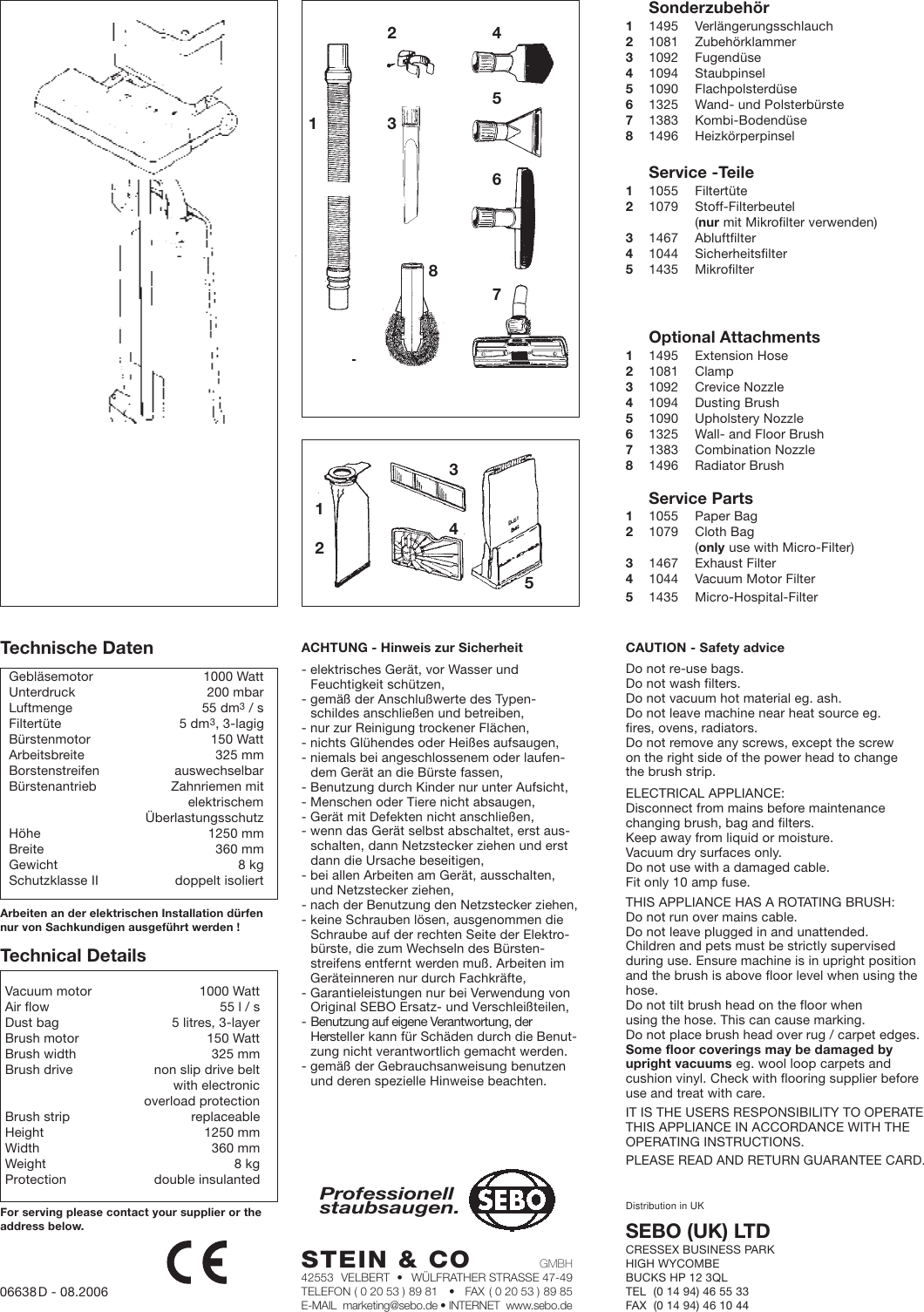 Page 8 of 8 - Sebo Sebo-Carpet-Vacuum-Bs-36-Users-Manual-  Sebo-carpet-vacuum-bs-36-users-manual