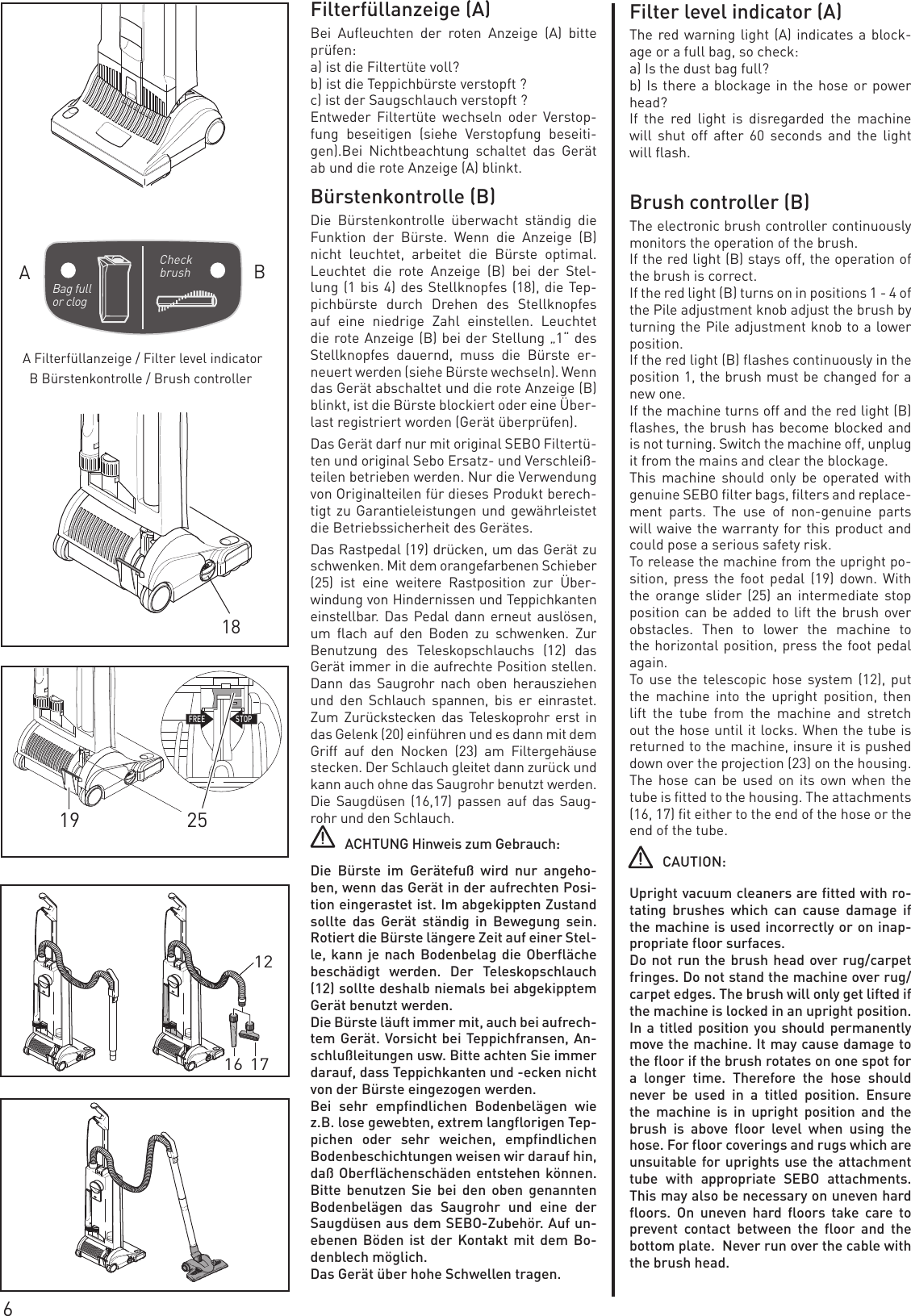 Page 6 of 8 - Sebo Sebo-Sebo-Vacuum-Cleaner-G1-Users-Manual-  Sebo-sebo-vacuum-cleaner-g1-users-manual