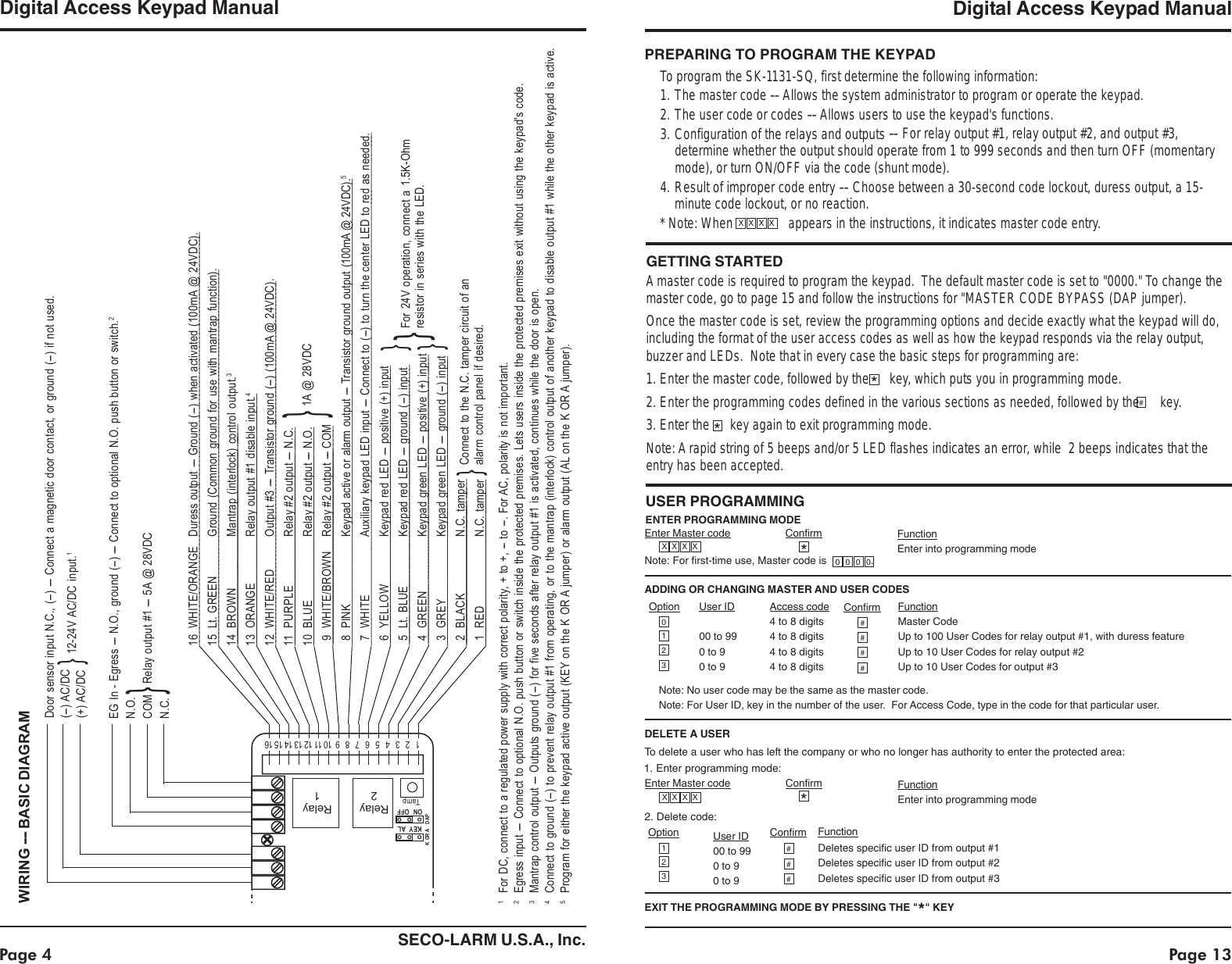 Page 4 of 8 - Seco-Larm-Usa Seco-Larm-Usa-Enforcer-Access-Sk-1131-Sq-Users-Manual- MT_983A100  Seco-larm-usa-enforcer-access-sk-1131-sq-users-manual