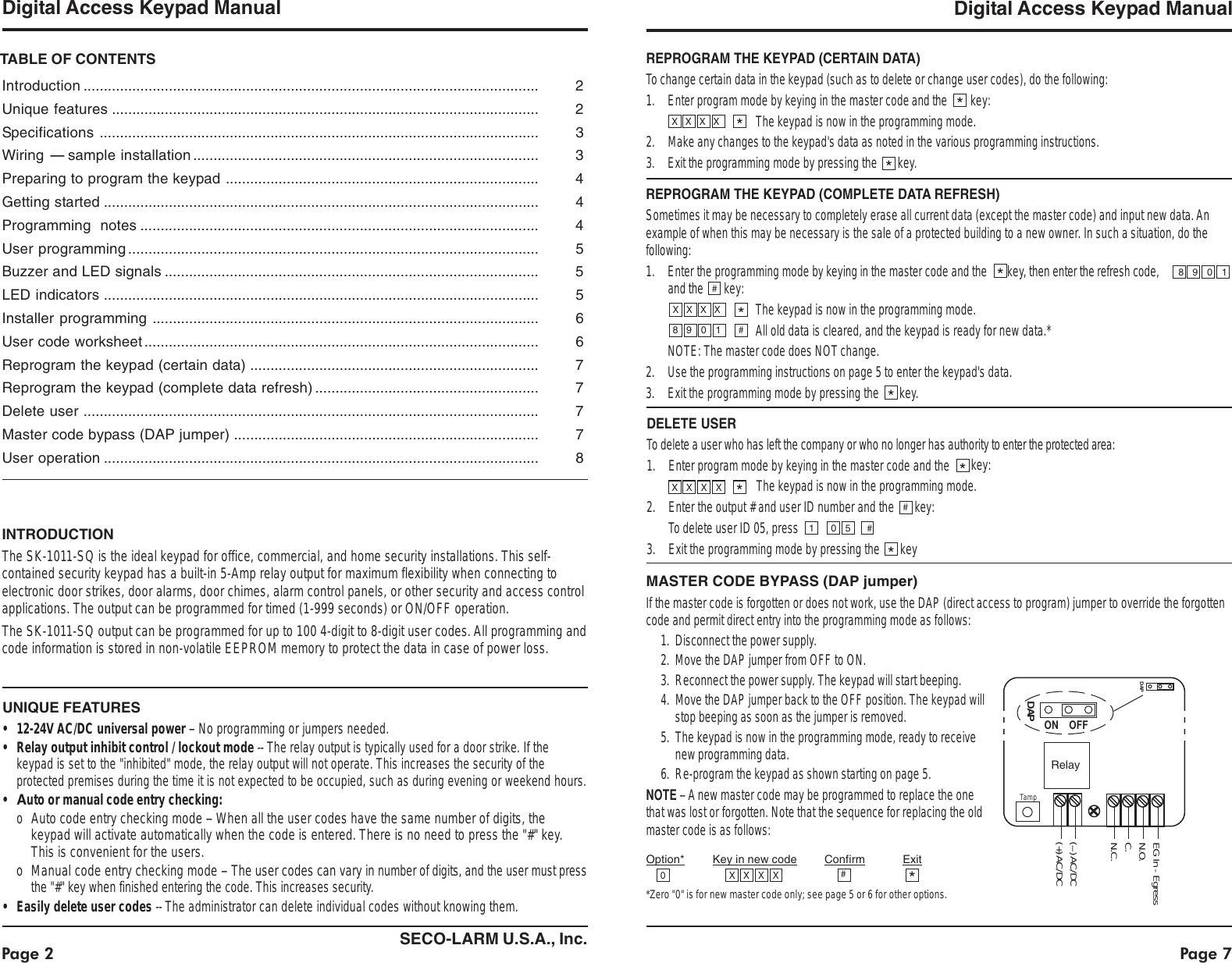 Page 2 of 5 - Seco-Larm-Usa Seco-Larm-Usa-Enforcer-Sk-1011-Sq-Users-Manual- MT_983A100  Seco-larm-usa-enforcer-sk-1011-sq-users-manual