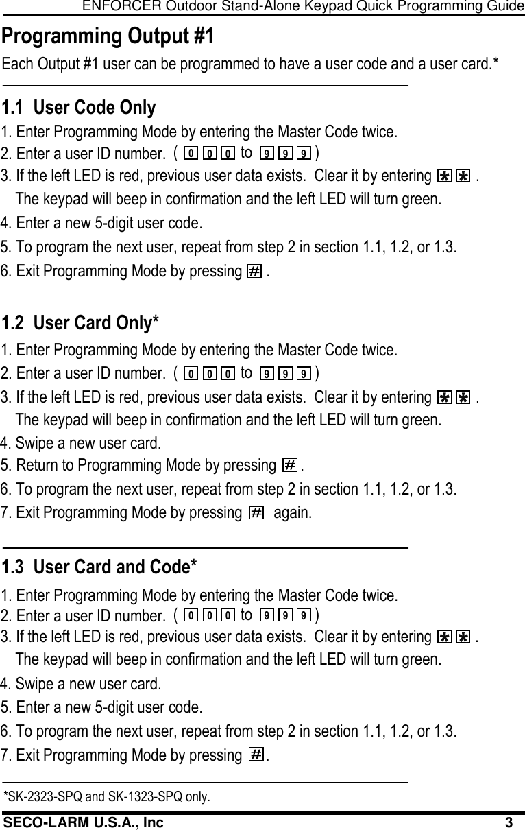 Page 3 of 4 - Seco-Larm-Usa Seco-Larm-Usa-Sk-1323-Sdq-Users-Manual-  Seco-larm-usa-sk-1323-sdq-users-manual