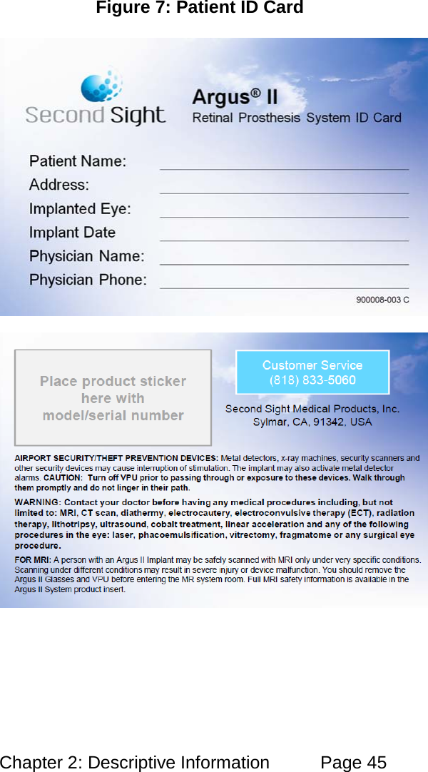 Chapter 2: Descriptive Information Page 45 Figure 7: Patient ID Card
