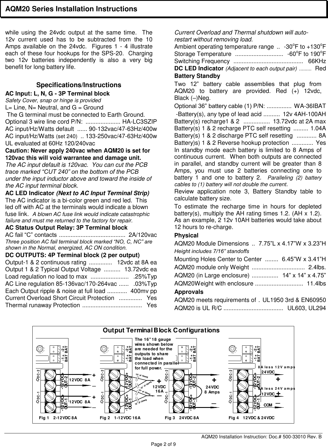 Page 2 of 8 - Securitron SPS-5 And SPS-10 Technical Sales Bulletin AQM-20 Installation Manual I 500-33010 B