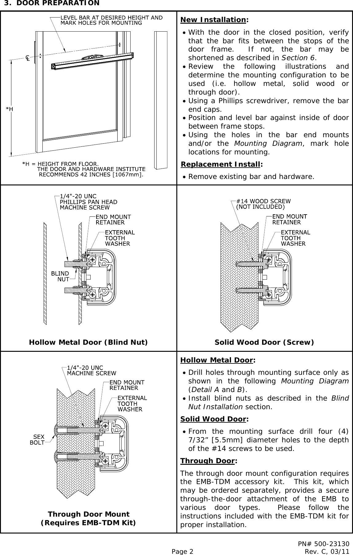 Page 2 of 8 - Securitron - EMB 500-23130_C Installation Instructions I 500-23130 20C