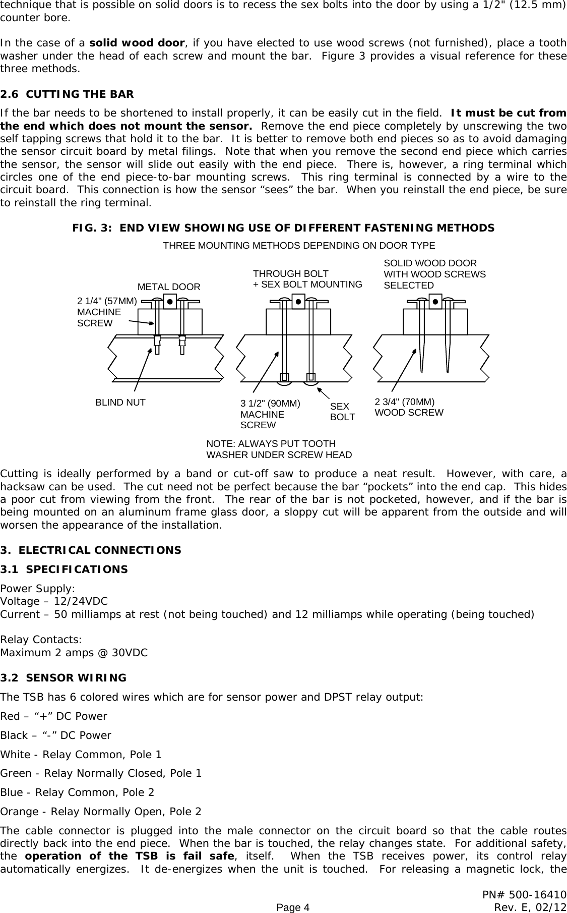 Page 4 of 10 - Securitron - TSB SERIES TS5 Pcb 500-16410_E Installation And Operation Instructions 20SERIES 20 20TS5 20pcb 20500-16410 E