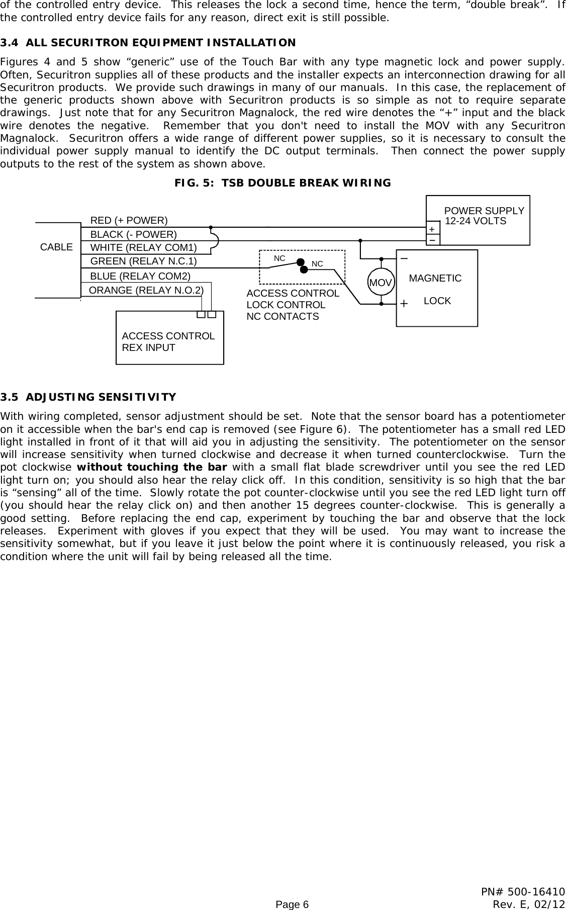 Page 6 of 10 - Securitron - TSB SERIES TS5 Pcb 500-16410_E Installation And Operation Instructions 20SERIES 20 20TS5 20pcb 20500-16410 E