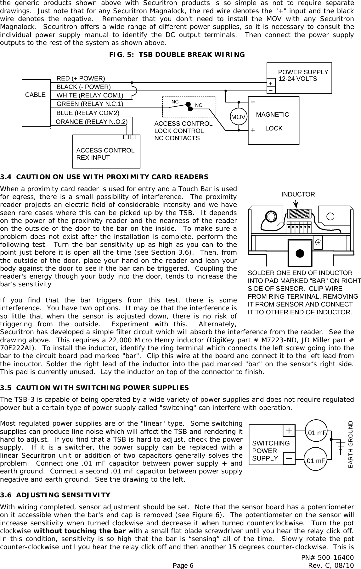 Page 6 of 11 - Securitron - TSB-3 SERIES 500-16400_C Installation And Operation Instructions IO 500-16400 20C
