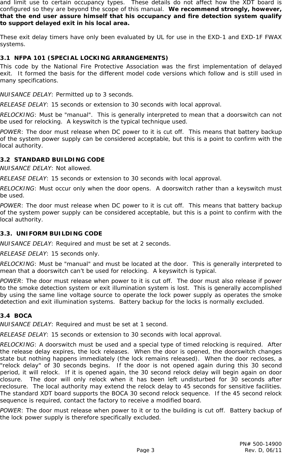 Page 3 of 8 - Securitron - XDT SERIES 500-14900_D XDT-12, XDT-24 Installation And Operating Instructions XDT-12 IO 500-14900 20D
