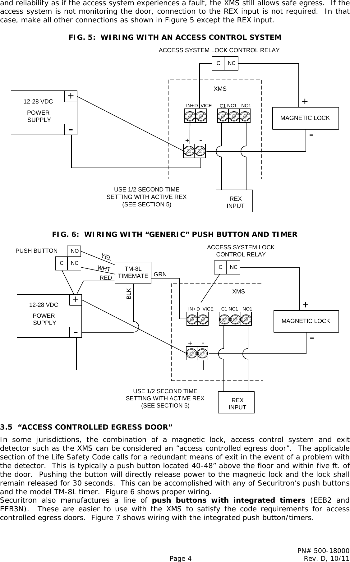 Page 4 of 8 - Securitron - XMS 500-18000_D Installation And Operating Instructions IO 500-18000 20D