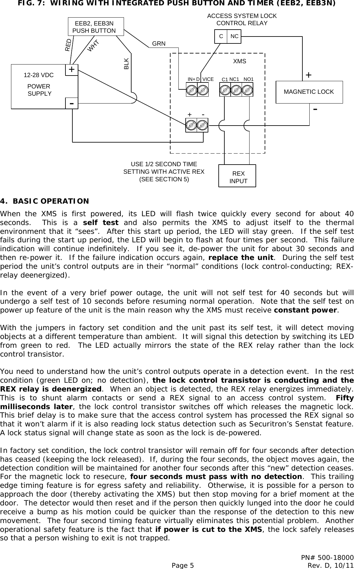 Page 5 of 8 - Securitron - XMS 500-18000_D Installation And Operating Instructions IO 500-18000 20D