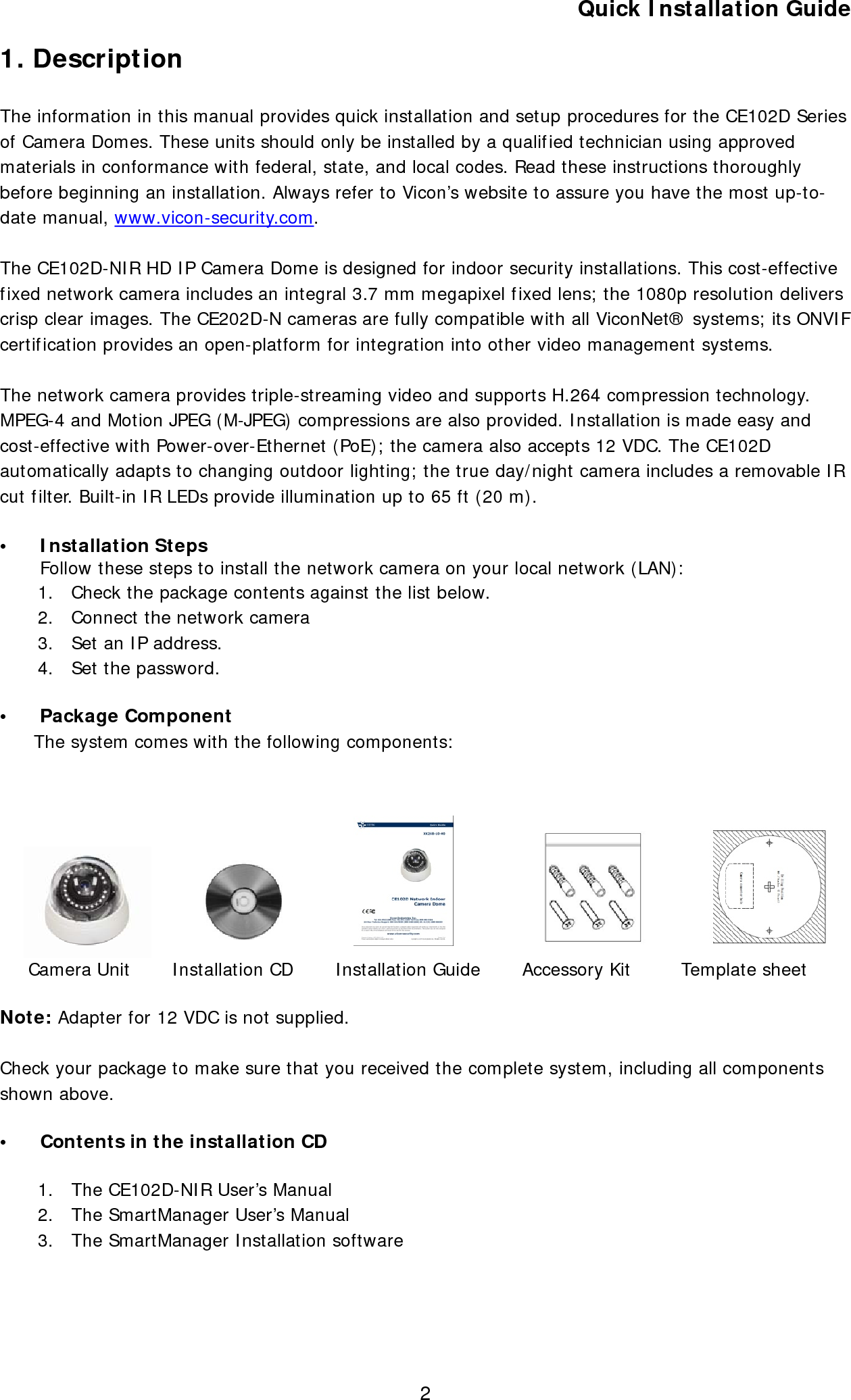 Page 3 of 12 - Security Ce102D-Nir Qg User Manual