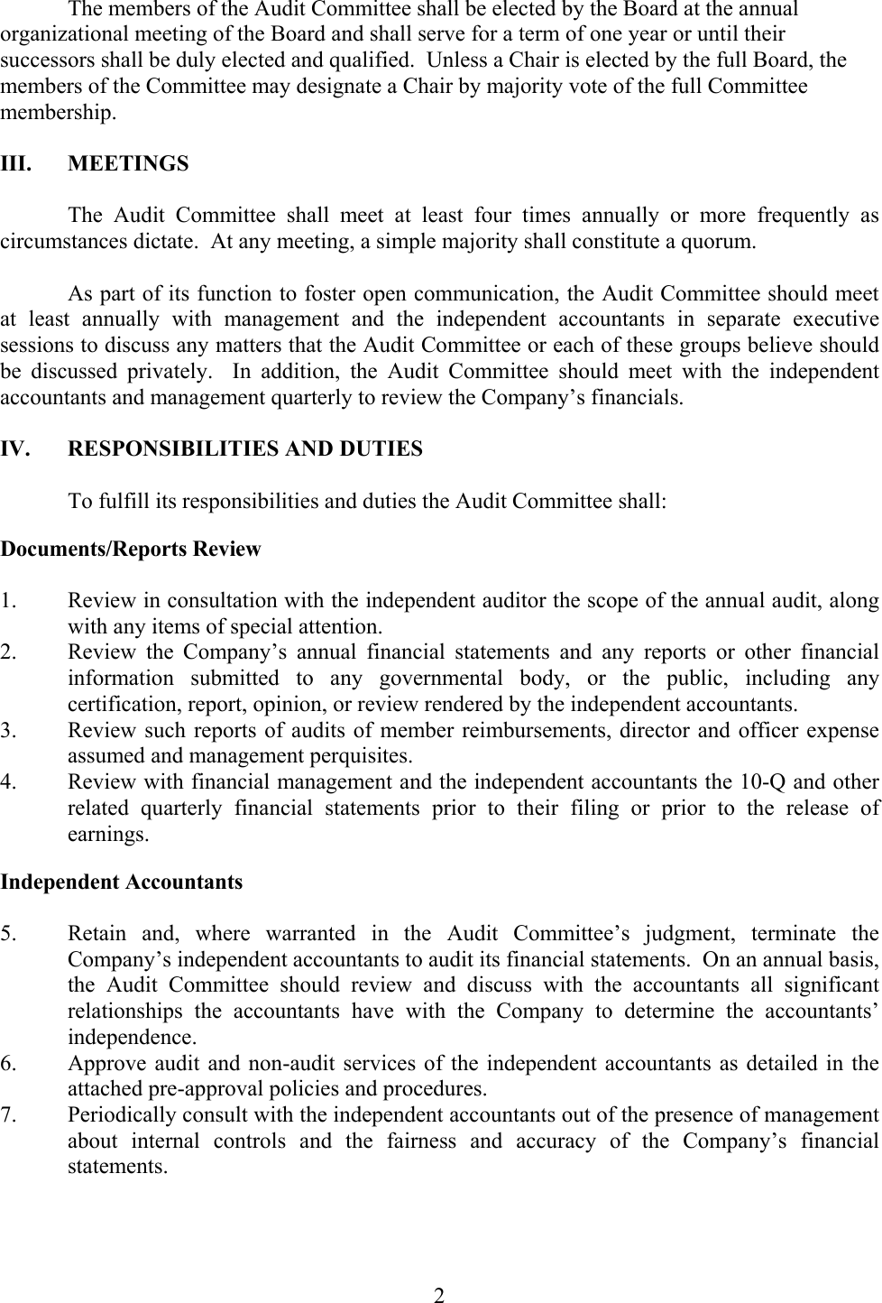 Page 2 of 6 - Security Inv Audit Committee CHARTER User Manual