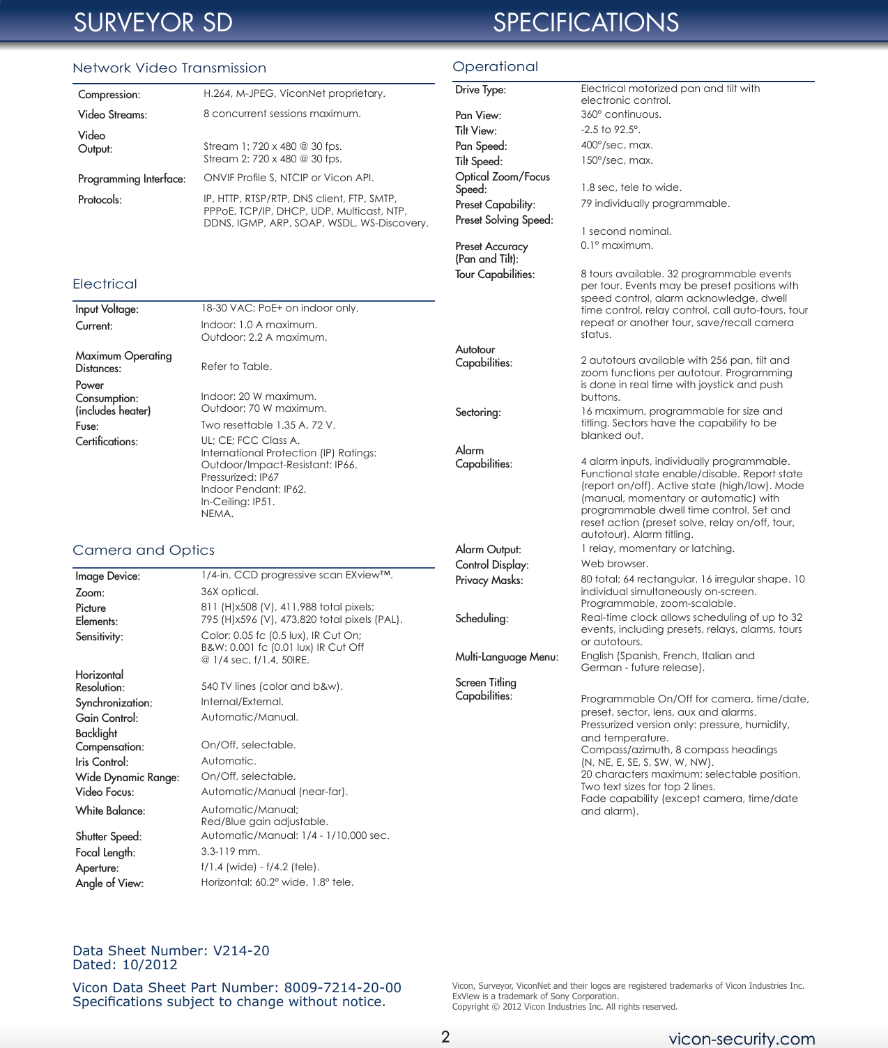 Page 2 of 4 - Security Surveyorsd Datasheet User Manual Surveyor SD