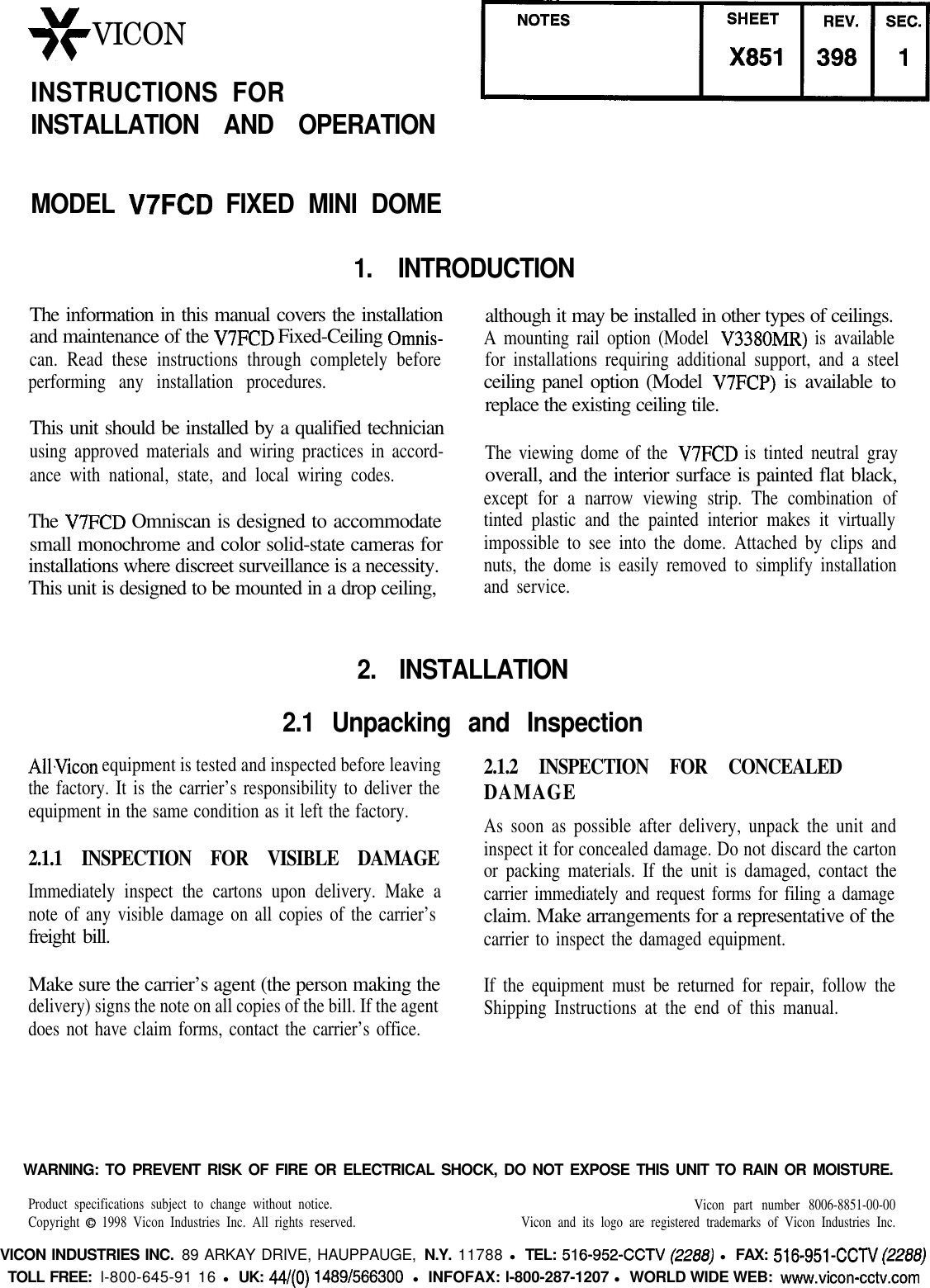 Security V7fcd X851 00 User Manual