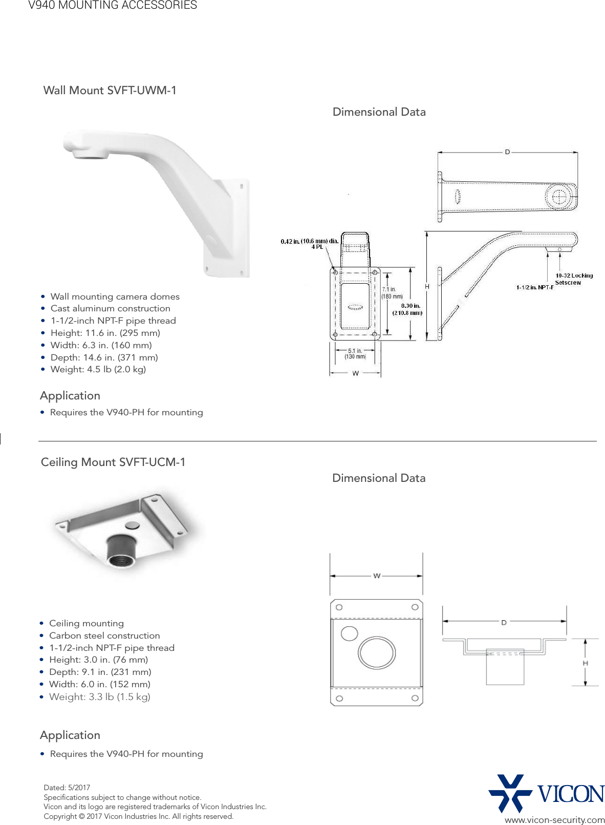 Page 3 of 6 - Security V940 Mountingaccessories User Manual Mounting Accessories