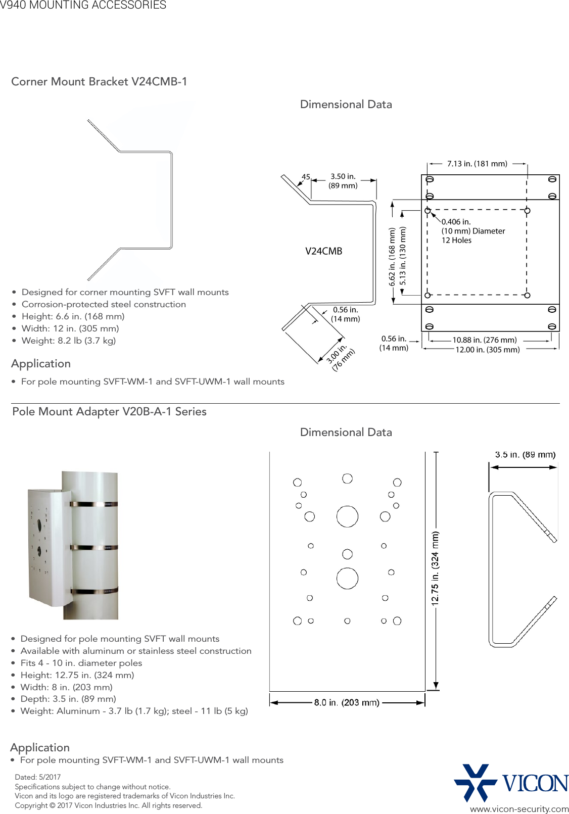 Page 5 of 6 - Security V940 Mountingaccessories User Manual Mounting Accessories