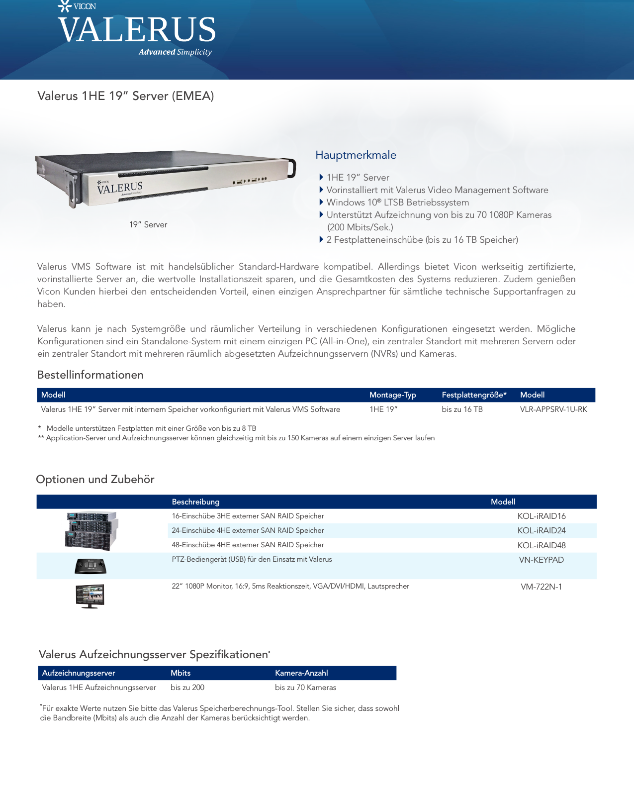 Page 1 of 2 - Security Valerus-1He Appserver-De User Manual App Server-DE