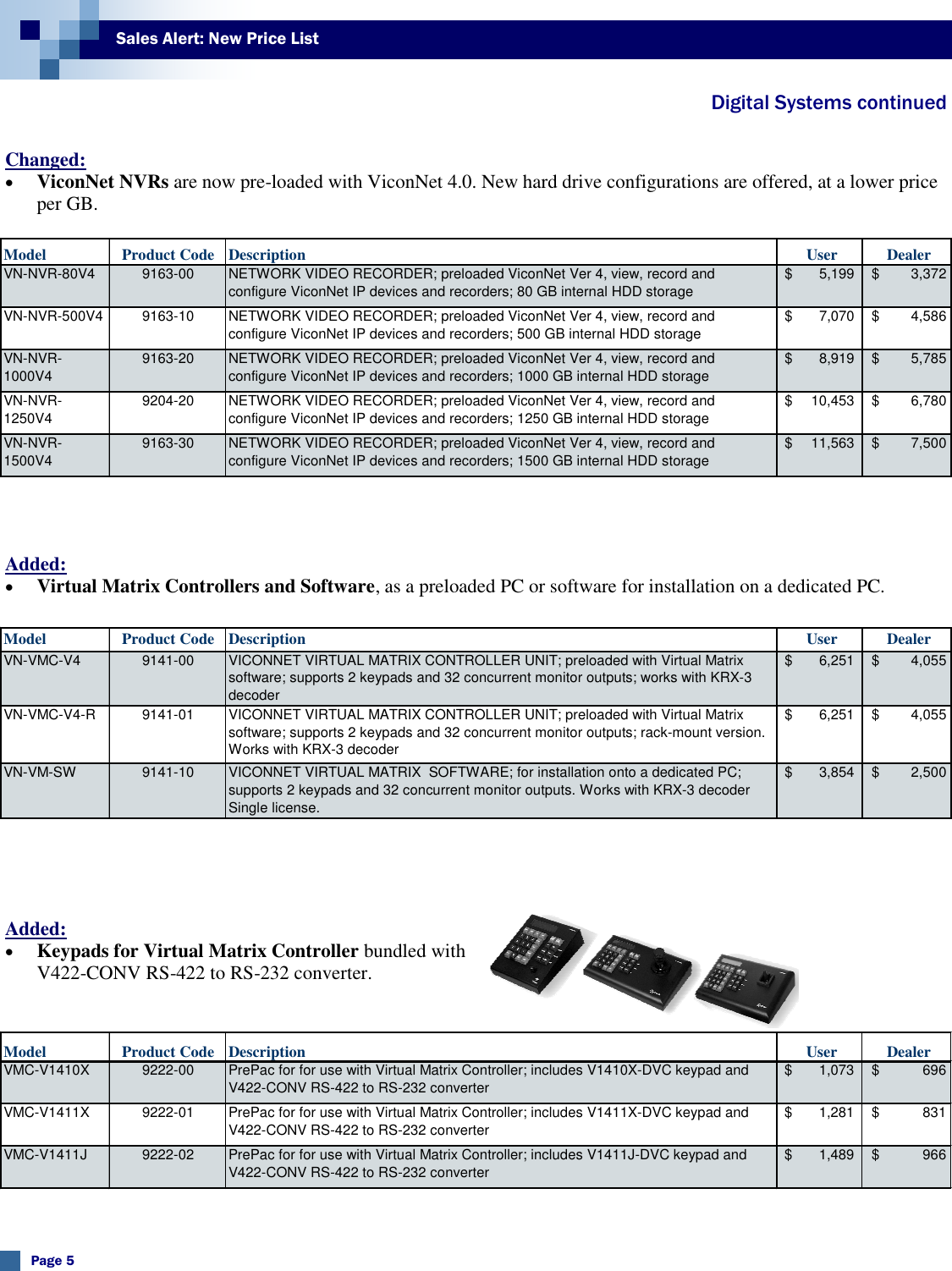 Page 5 of 9 - Security Volumexvinumber10(Pricelist Aug 07) PriceList August 2007 User Manual Volume XVINumber10(Price List