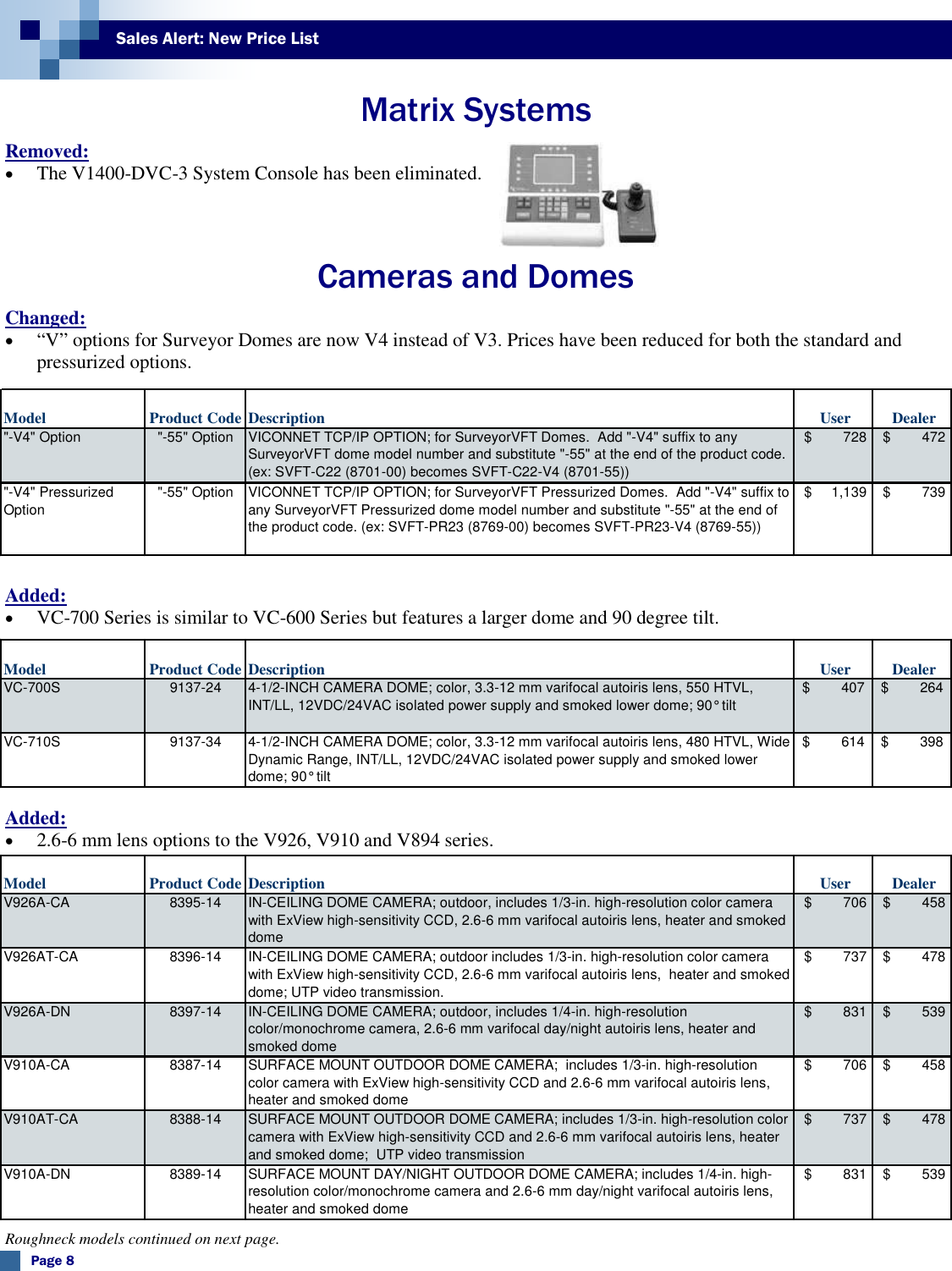 Page 8 of 9 - Security Volumexvinumber10(Pricelist Aug 07) PriceList August 2007 User Manual Volume XVINumber10(Price List