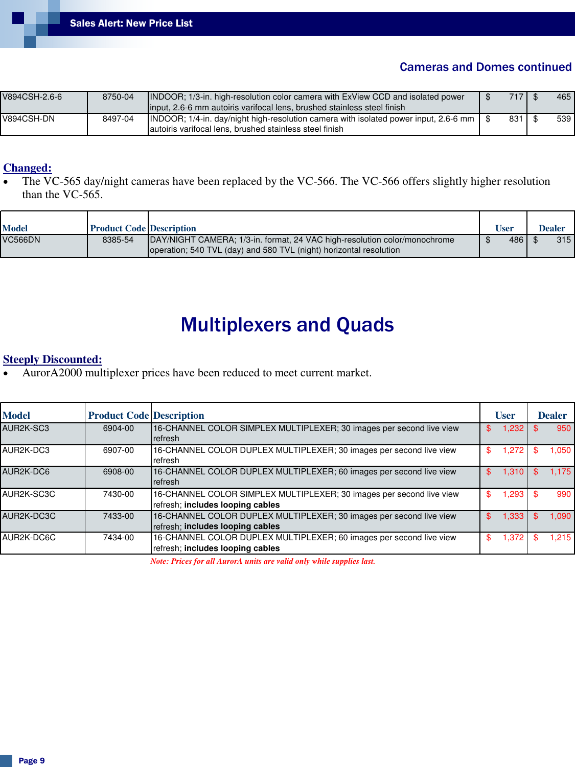 Page 9 of 9 - Security Volumexvinumber10(Pricelist Aug 07) PriceList August 2007 User Manual Volume XVINumber10(Price List