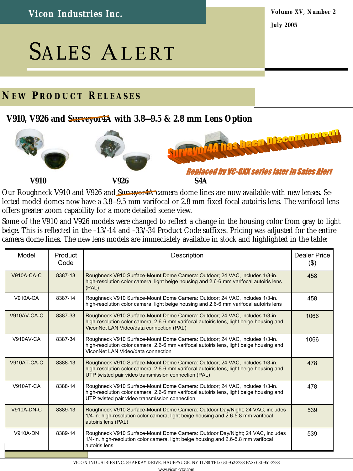 Page 1 of 6 - Security Volumexvnumber2 Sales Alert 7-05 User Manual Volume XVnumber2