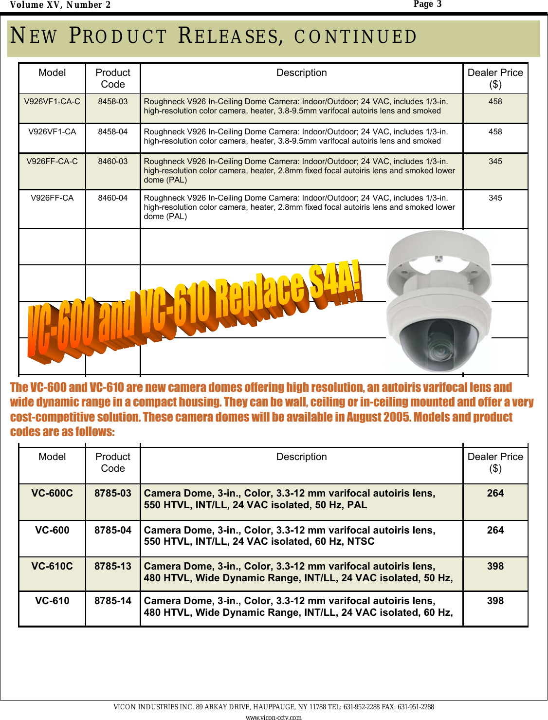 Page 3 of 6 - Security Volumexvnumber2 Sales Alert 7-05 User Manual Volume XVnumber2