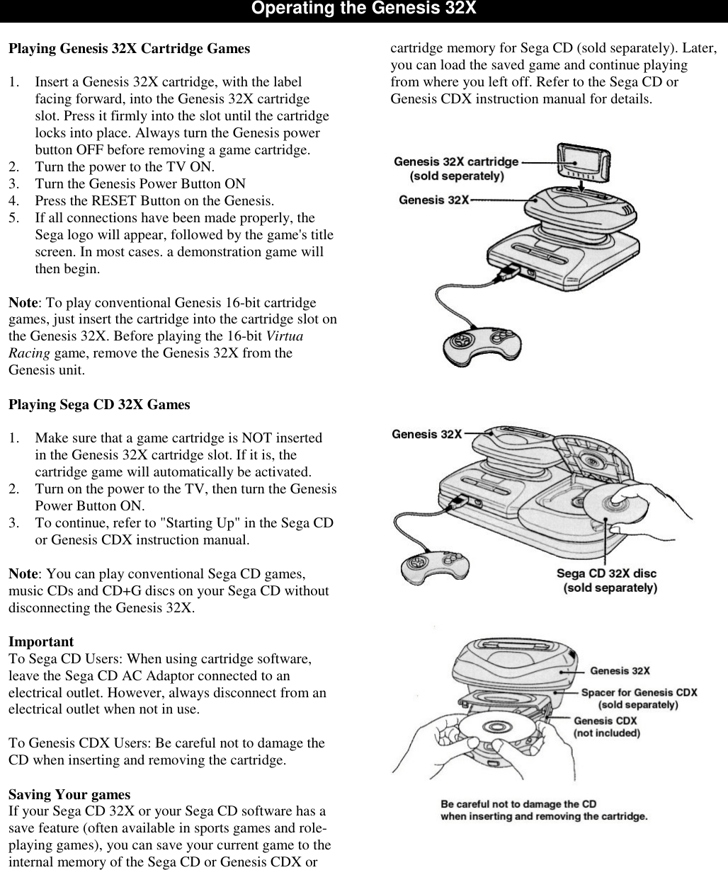 Page 6 of 9 - Sega Sega-Genesis-32X-Instruction-Manual- Genesis 32X Manual  Sega-genesis-32x-instruction-manual