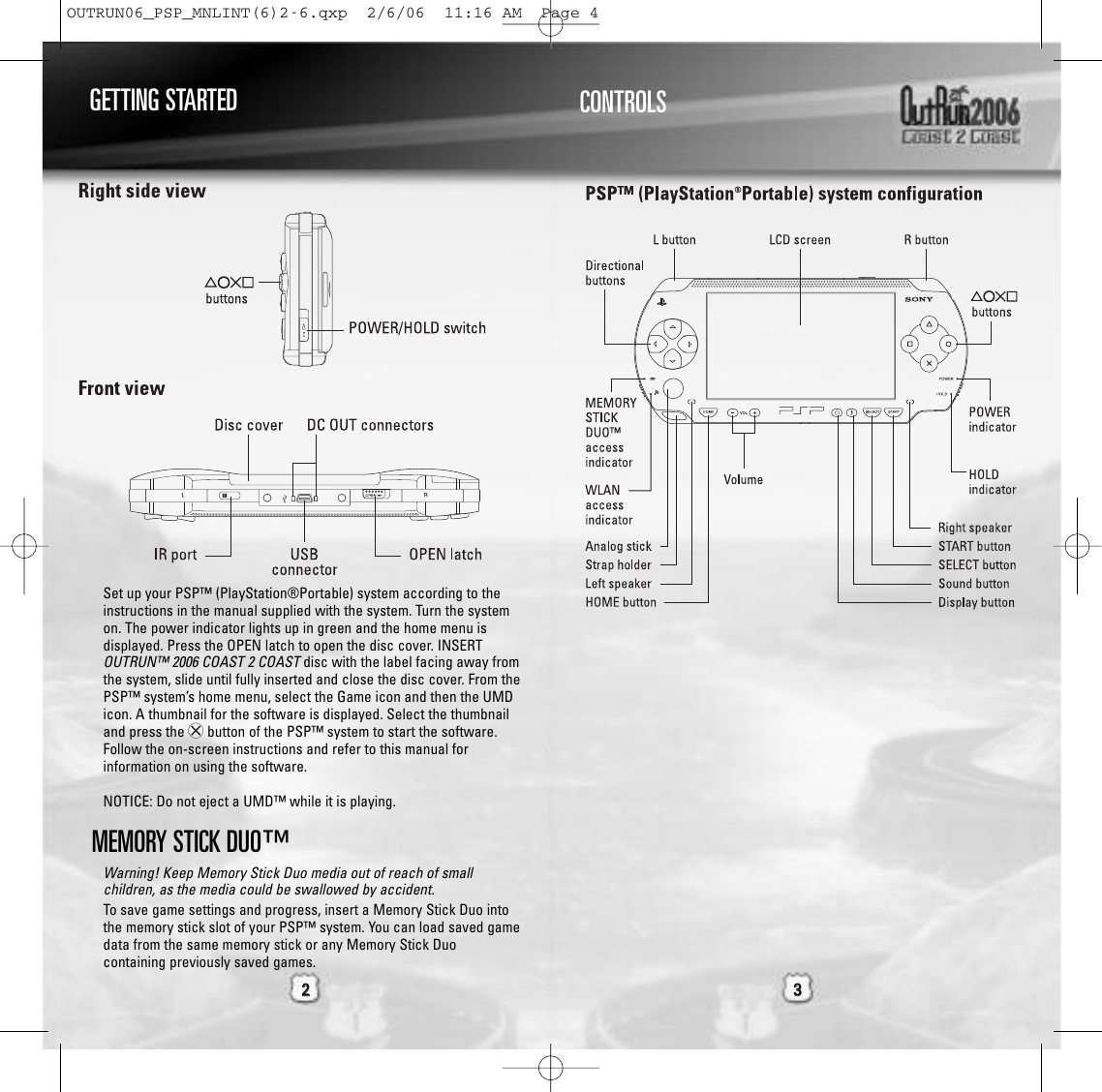 Page 2 of 9 - Sega Sega-Outrun-2006-Coast-2-Coast-Ulus-10064-Users-Manual- _PSP_MNLINT  Sega-outrun-2006-coast-2-coast-ulus-10064-users-manual