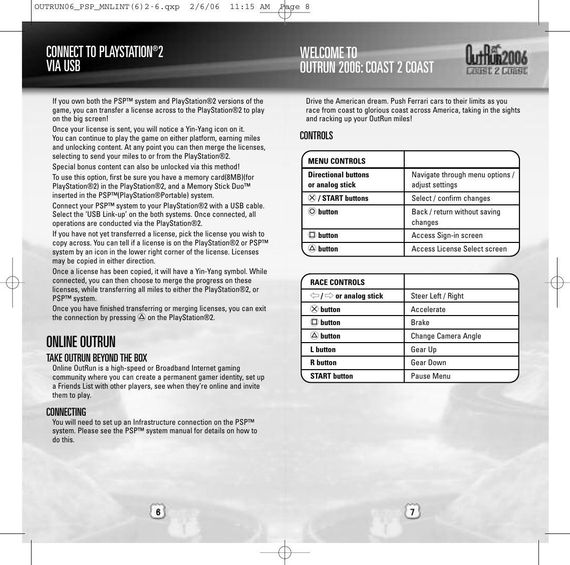 Page 4 of 9 - Sega Sega-Outrun-2006-Coast-2-Coast-Ulus-10064-Users-Manual- _PSP_MNLINT  Sega-outrun-2006-coast-2-coast-ulus-10064-users-manual